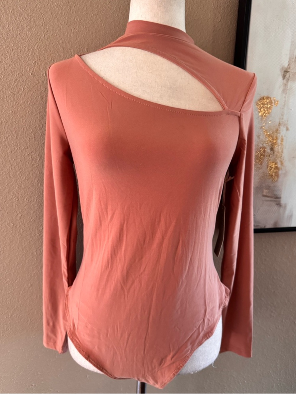IRIS/HAUTE MONDE Long Sleeve Cutout Bodysuit - Dusty Rose - Picture 5 of 10
